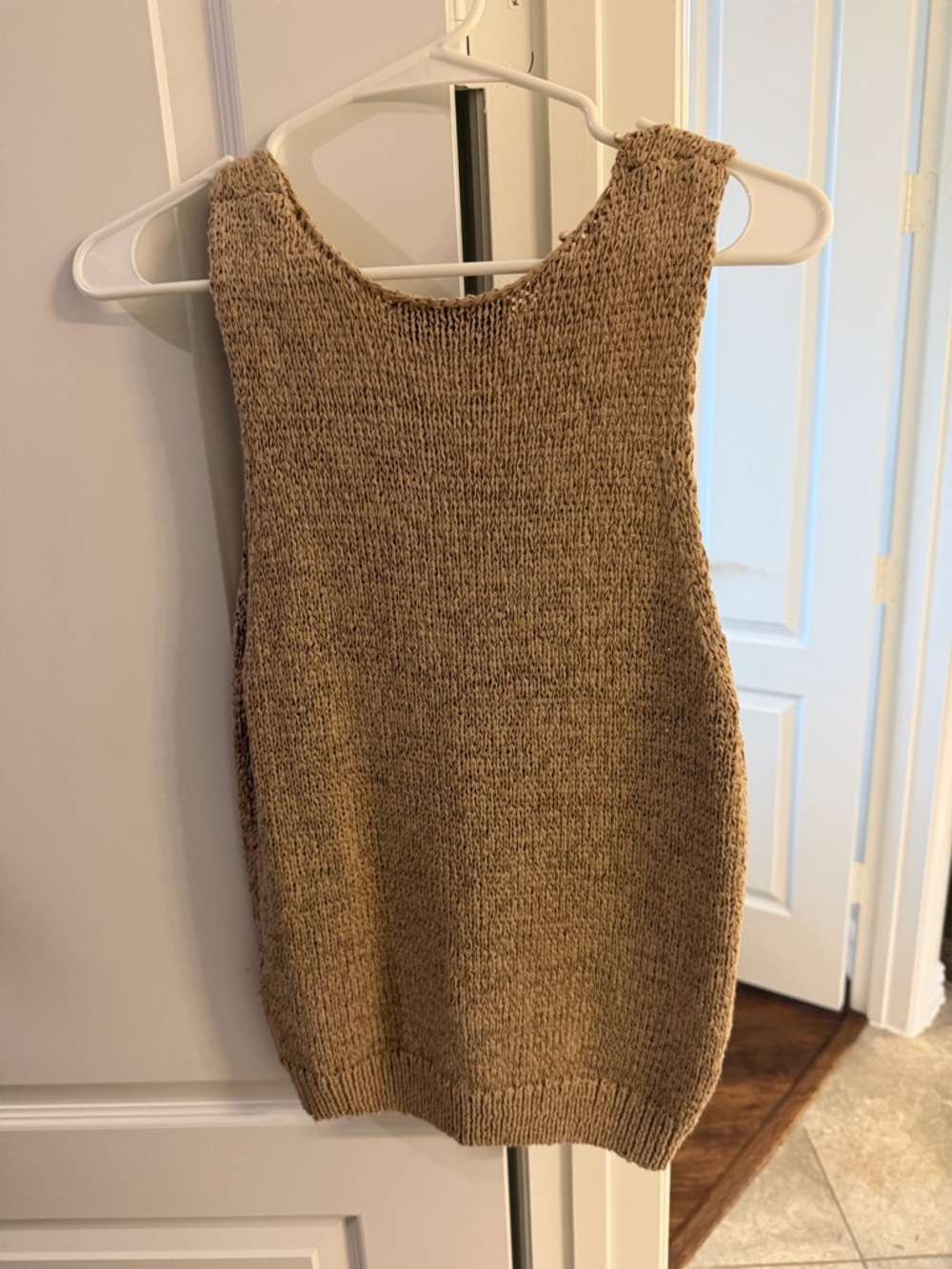 Zara Crochet Knit Tank Top in Beige